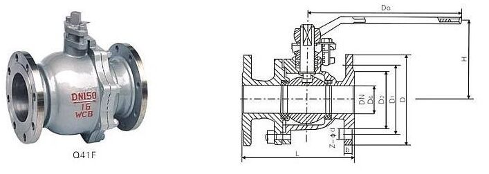 法蘭碳鋼球閥結構圖